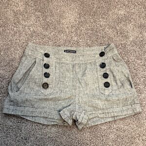 Express Women's Gray Linen-Blend Button Front Sailor Shorts